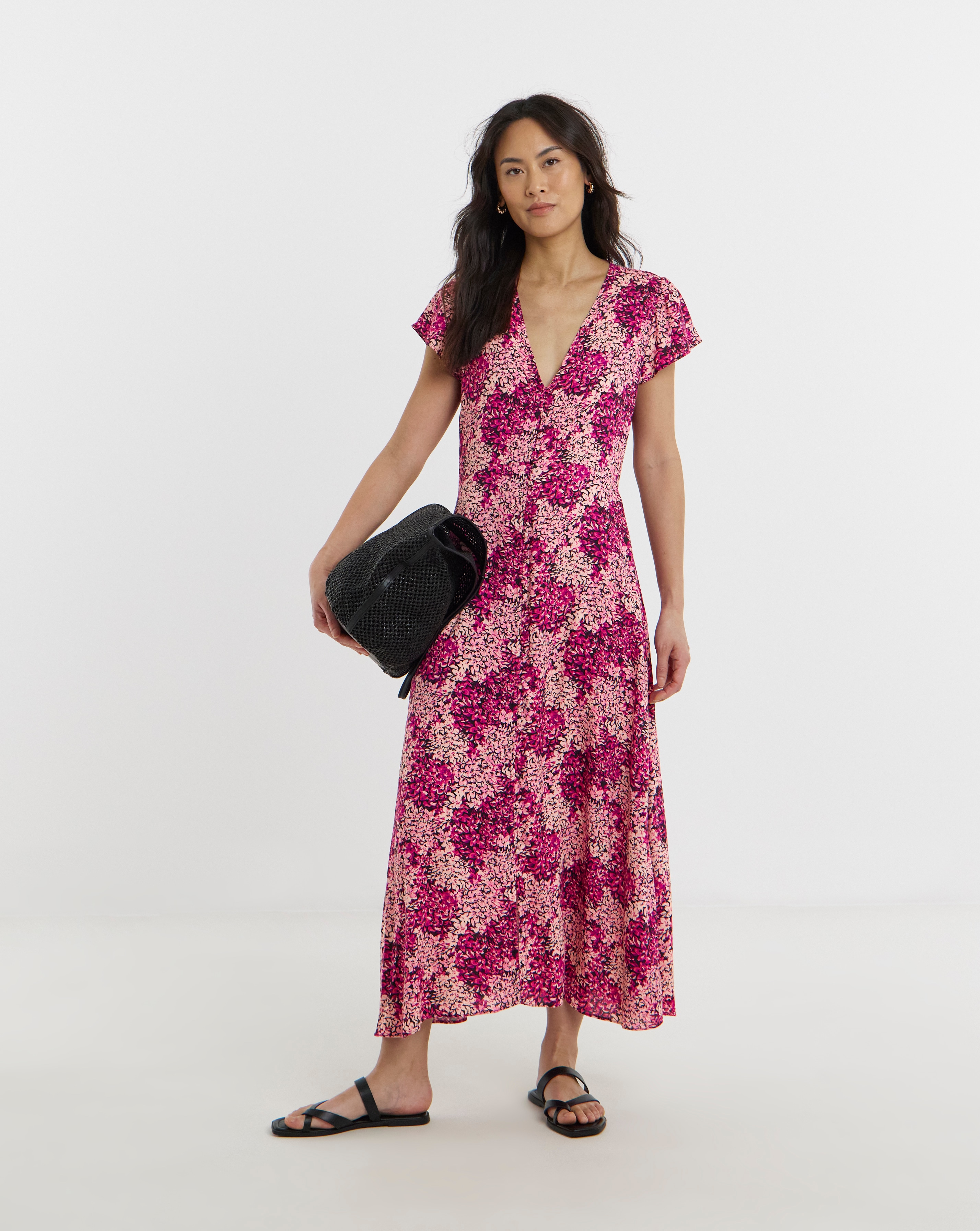 New In - Cap Sleeve Button Through Tea Dress