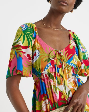 Crinkle Tie Front Dress