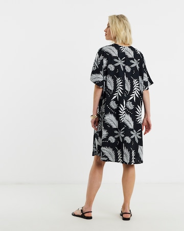 Linen Metal Trim Tunic Dress