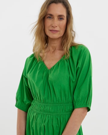 Crinkle Cotton Short Sleeve Maxi Dress