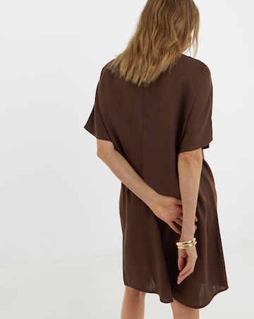 Linen Metal Trim Tunic Dress