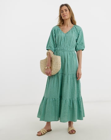 Gingham Short Sleeve Maxi Dress