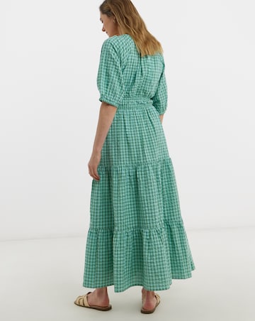 Gingham Short Sleeve Maxi Dress
