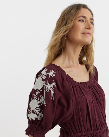 Pure Cotton Embroidered Smock Dress