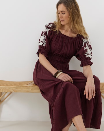 Pure Cotton Embroidered Smock Dress