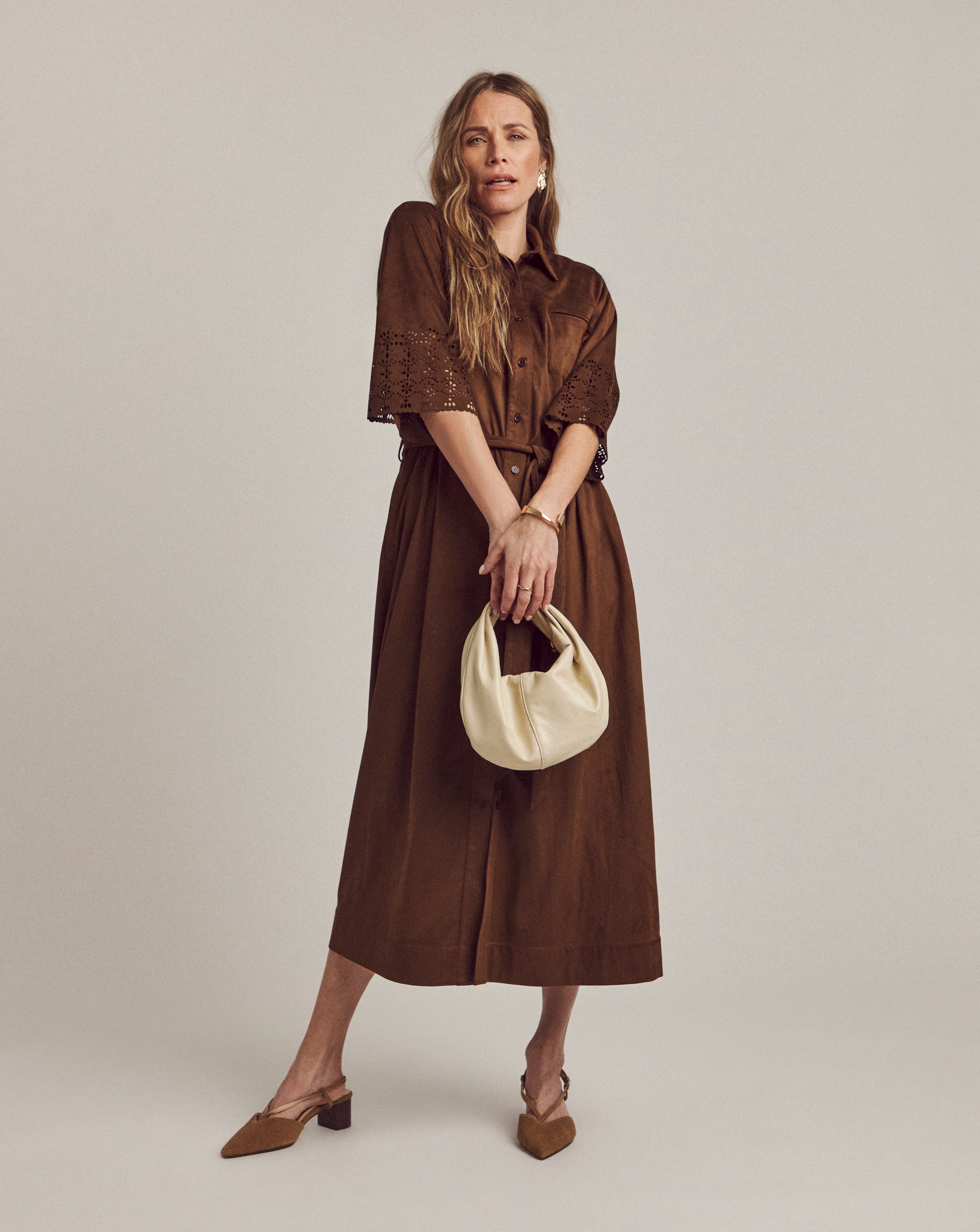 New In - Anthology Faux Suede Cutwork Shirt Dress