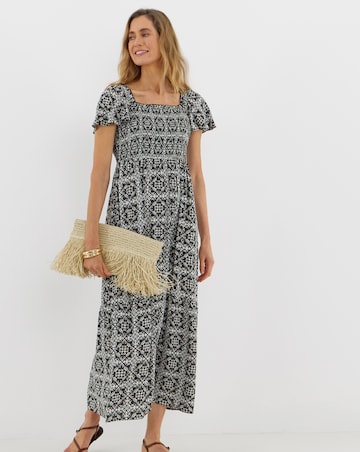 Crinkle Shirred Flutter Sleeve Dress
