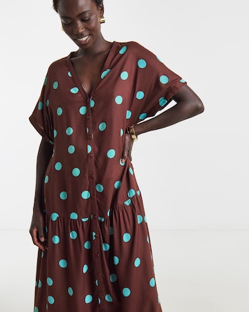 Drop Waist Button Through Dress