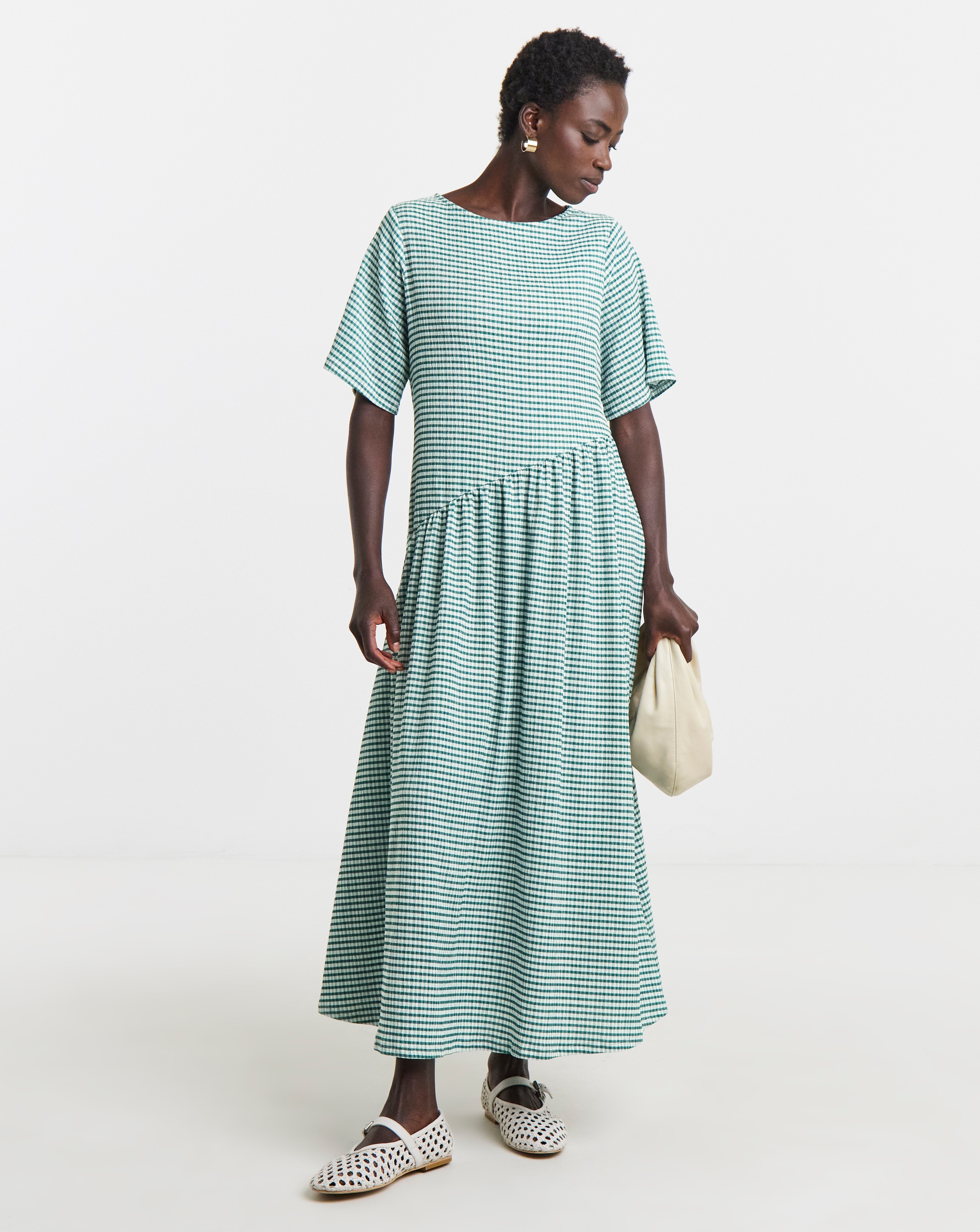 New In - Gingham Asym Drop Waist Maxi Dress