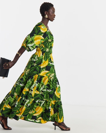 Crinkle Cotton Short Sleeve Maxi Dress