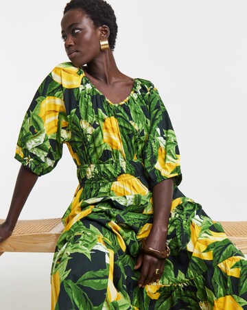 Crinkle Cotton Short Sleeve Maxi Dress