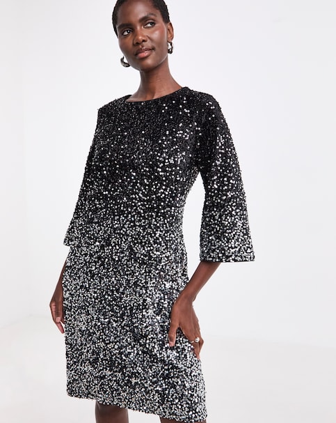 New In - Ombre Sequin Shift Dress