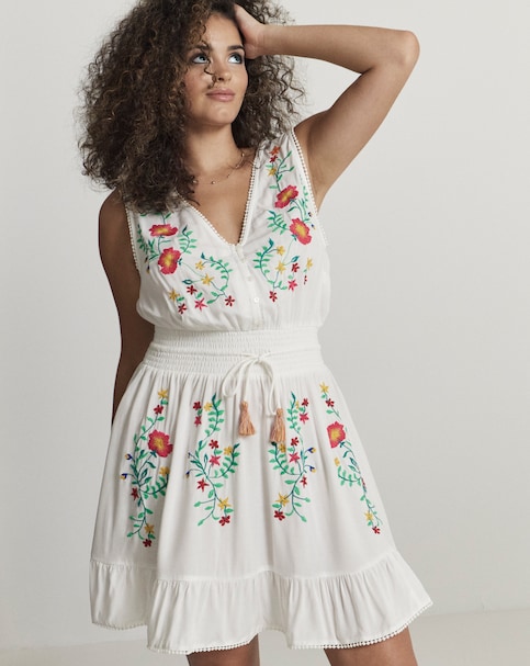 Embroidered Mini Beach Dress