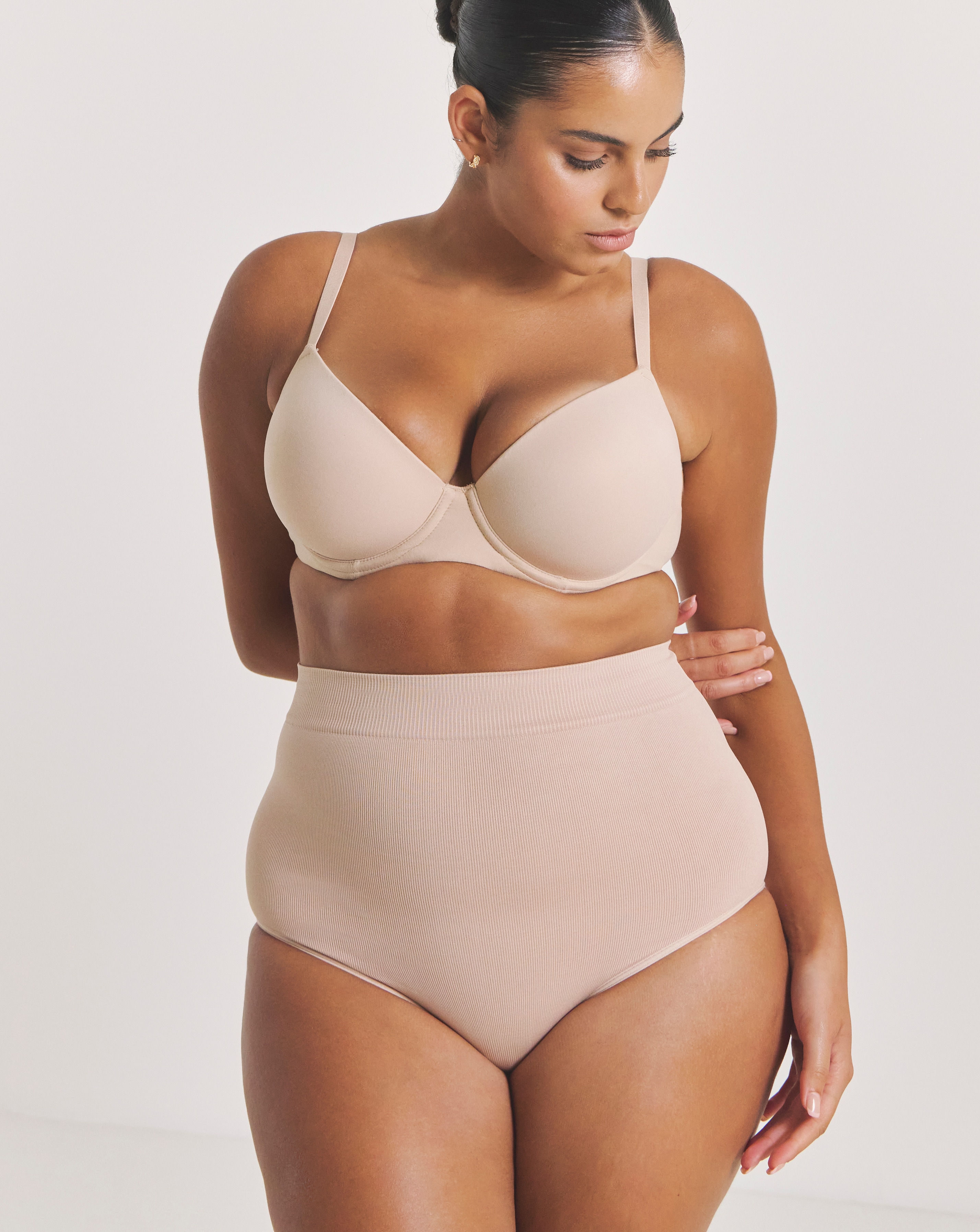 Almond Seamfree High Waist Control Brief