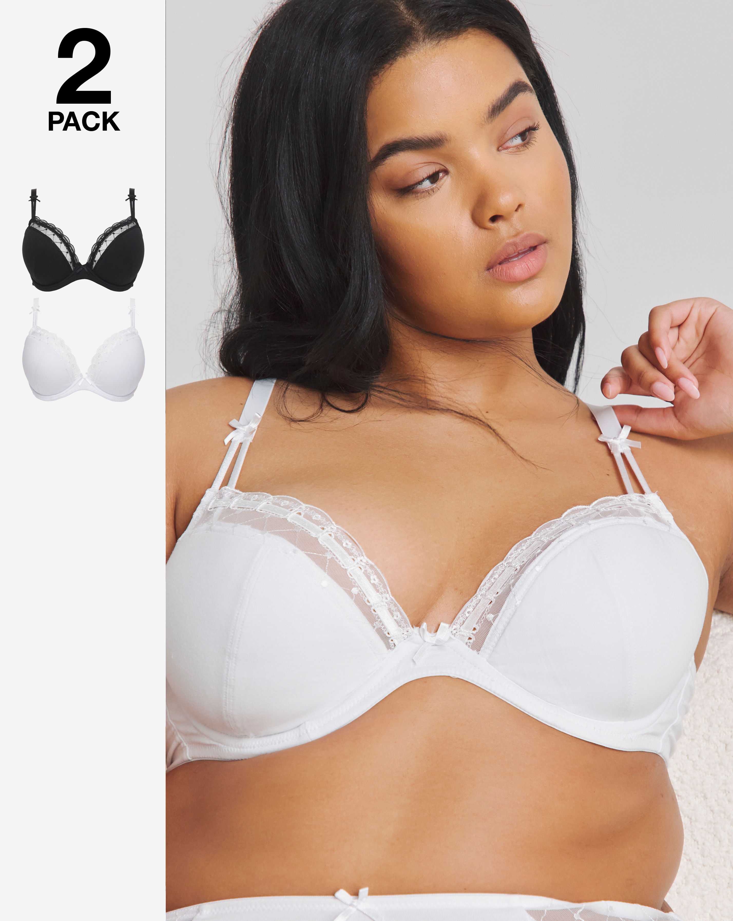 2 Pack Rachel Everyday Plunge Bras