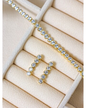 Jon Richard 14K Gold Plated and Crystal Cubic Zirconia Tennis Earrings -Gift Box
