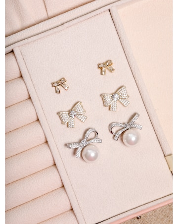 Jon Richard Rhodium Plated Crystal Bow and Pearl Earrings