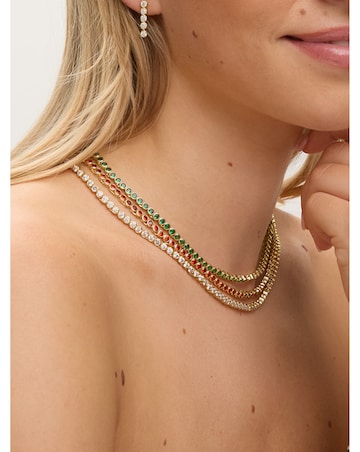 Jon Richard 14K Gold Plated and Crystal Cubic Zirconia Tennis Necklace -Gift Box