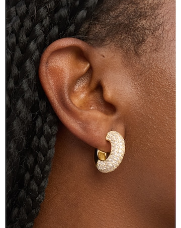 Jon Richard Gold Plated Chubby Pave Hoop Earrings