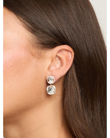 Jon Richard Rhodium Plated Crystal Statement Stone Drop Earrings