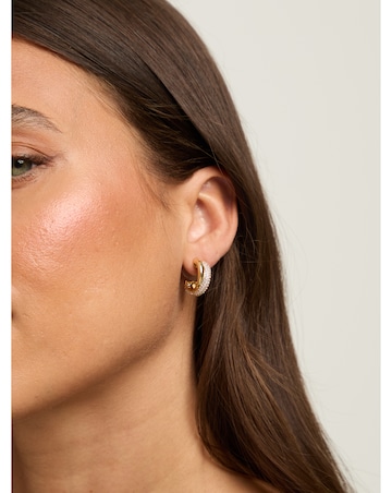 Jon Richard Gold Plated Pave and Polished Hoop Clip Earrings