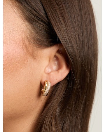Jon Richard Gold Plated Pave and Polished Hoop Clip Earrings