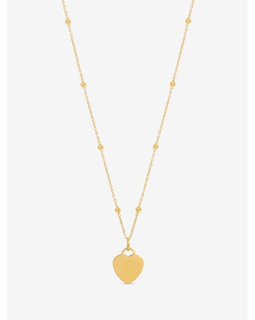 Jon Richard Gold Plated Stainless Steel Engravable Heart Ball Chain Necklace