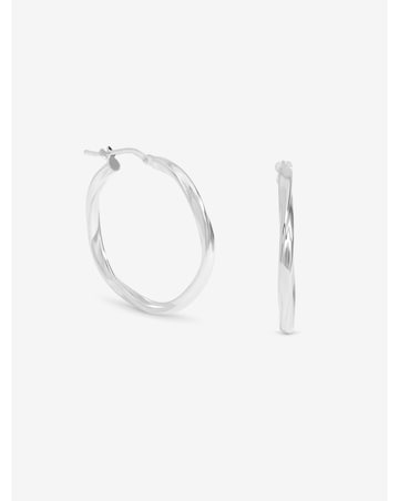 Simply Silver Sterling Silver 925 Polished MediumTwist Hoop Earrings