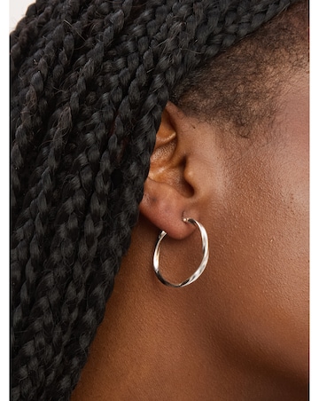 Simply Silver Sterling Silver 925 Polished MediumTwist Hoop Earrings