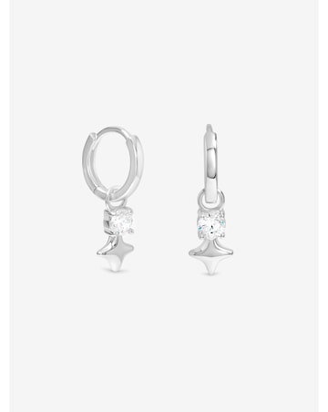 Simply Silver Sterling Silver 925 Cubic Zirconia Celestial Huggie Hoop Earrings