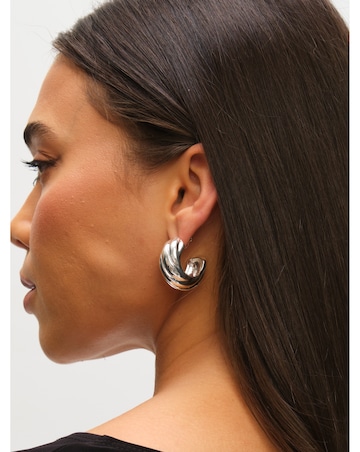 Mood Silver Polished Intertwined Hoop Earrings