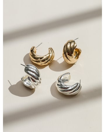 Mood Silver Polished Intertwined Hoop Earrings