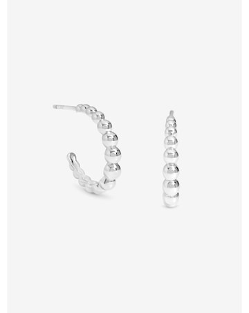 Simply Silver Sterling Silver 925 Polished Textured Orb Hoop Earrings