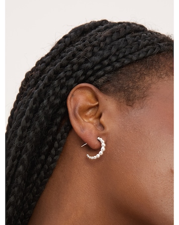 Simply Silver Sterling Silver 925 Polished Textured Orb Hoop Earrings