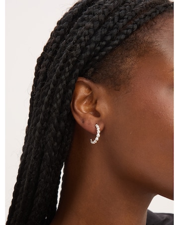 Simply Silver Sterling Silver 925 Polished Textured Orb Hoop Earrings