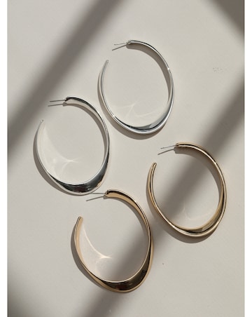 Mood Gold Polished Oval Hoop Earrings