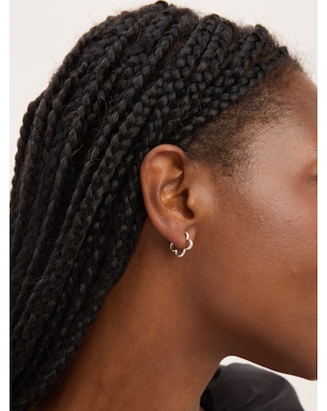 Simply Silver Sterling Silver 925 Polished Clover Hoop Earrings