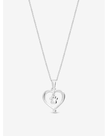 Simply Silver Sterling Silver 925 Polished Heart and Pawprint Pendant