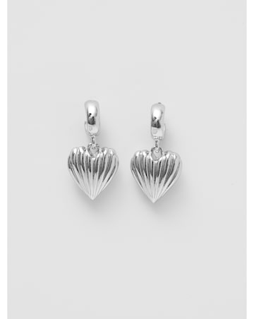 Mood Silver Polished Ridged Heart Huggie Earrings