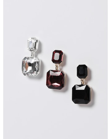Mood Silver Crystal Rectangle Drop Earrings