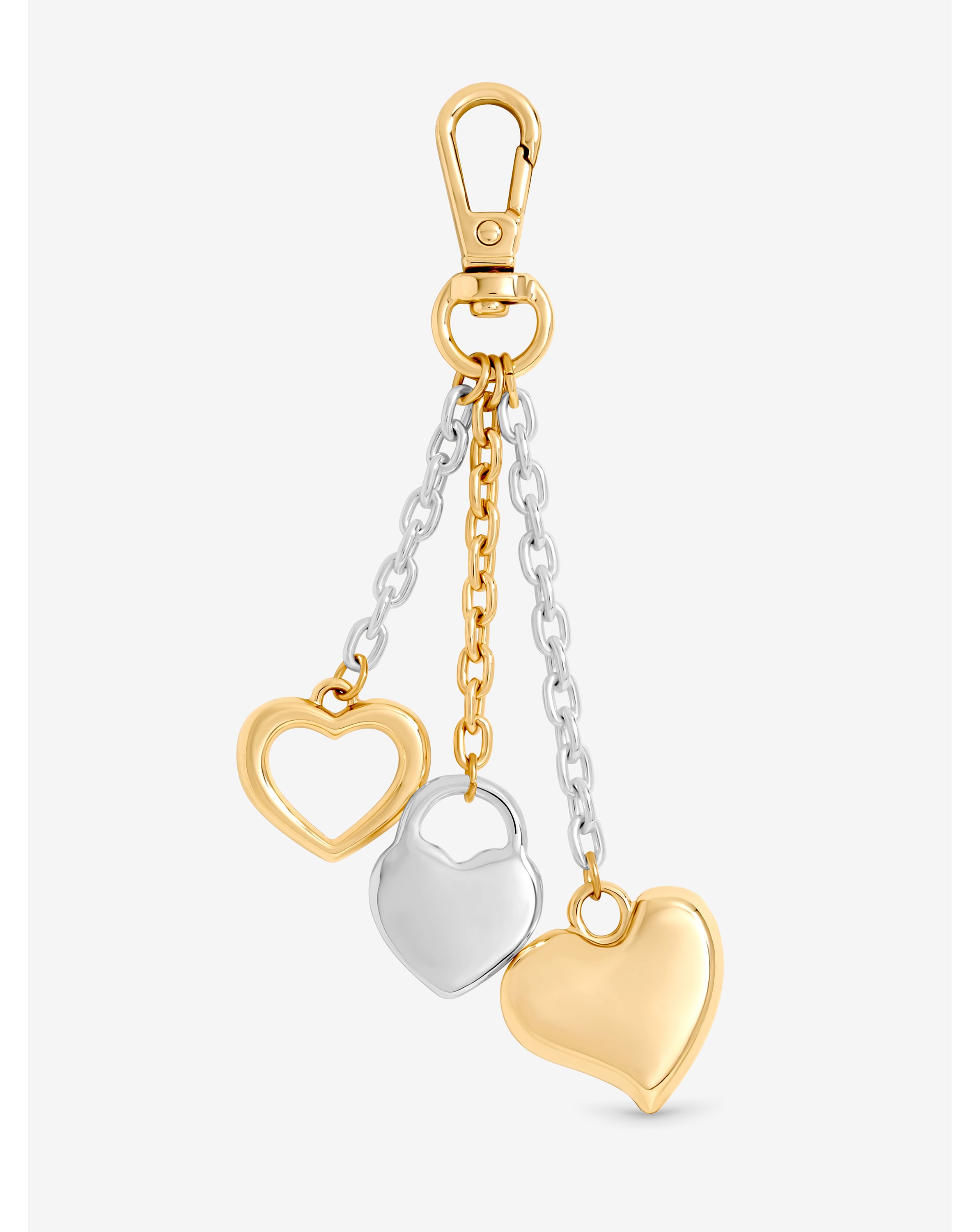 Two Tone Plated Heart Bag Charm