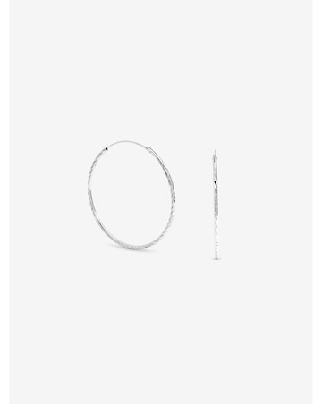 Simply Silver Sterling Silver 925 Polished Diamond Cut Sleeper Hoop Earrings