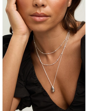 Mood Silver Polished Triple Row Sculpted Nugget Pendant