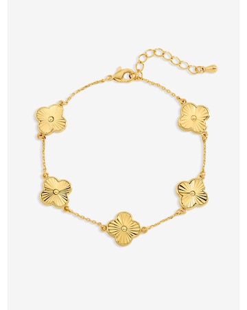 Jon Richard 14K Gold Plated Diamond Cut Clover Bracelet