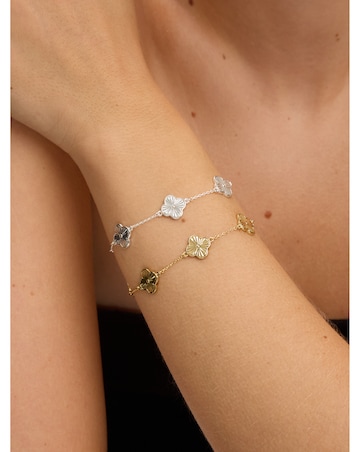 Jon Richard 14K Gold Plated Diamond Cut Clover Bracelet