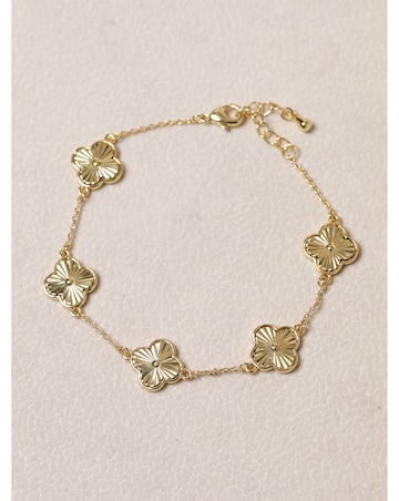 Jon Richard 14K Gold Plated Diamond Cut Clover Bracelet