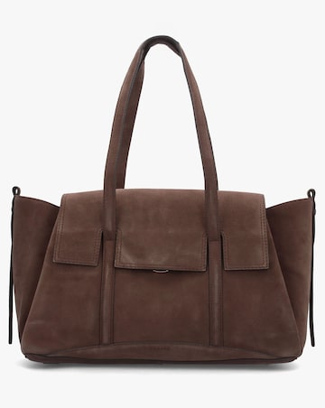 Radley Large The Chancery Flapover Coffee Suede Shoulder Bag