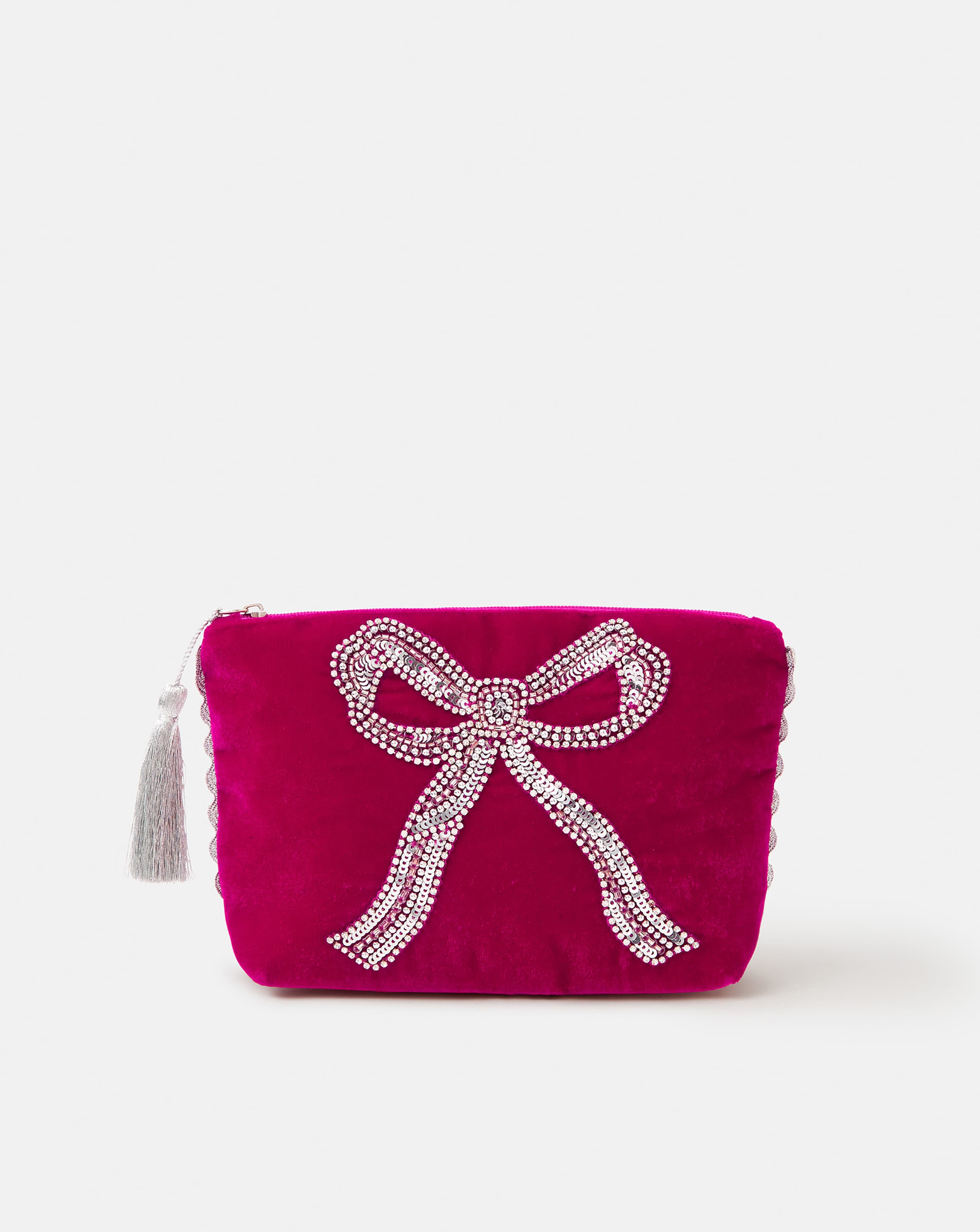 Accessorize Sequin Bow Velvet Pouch