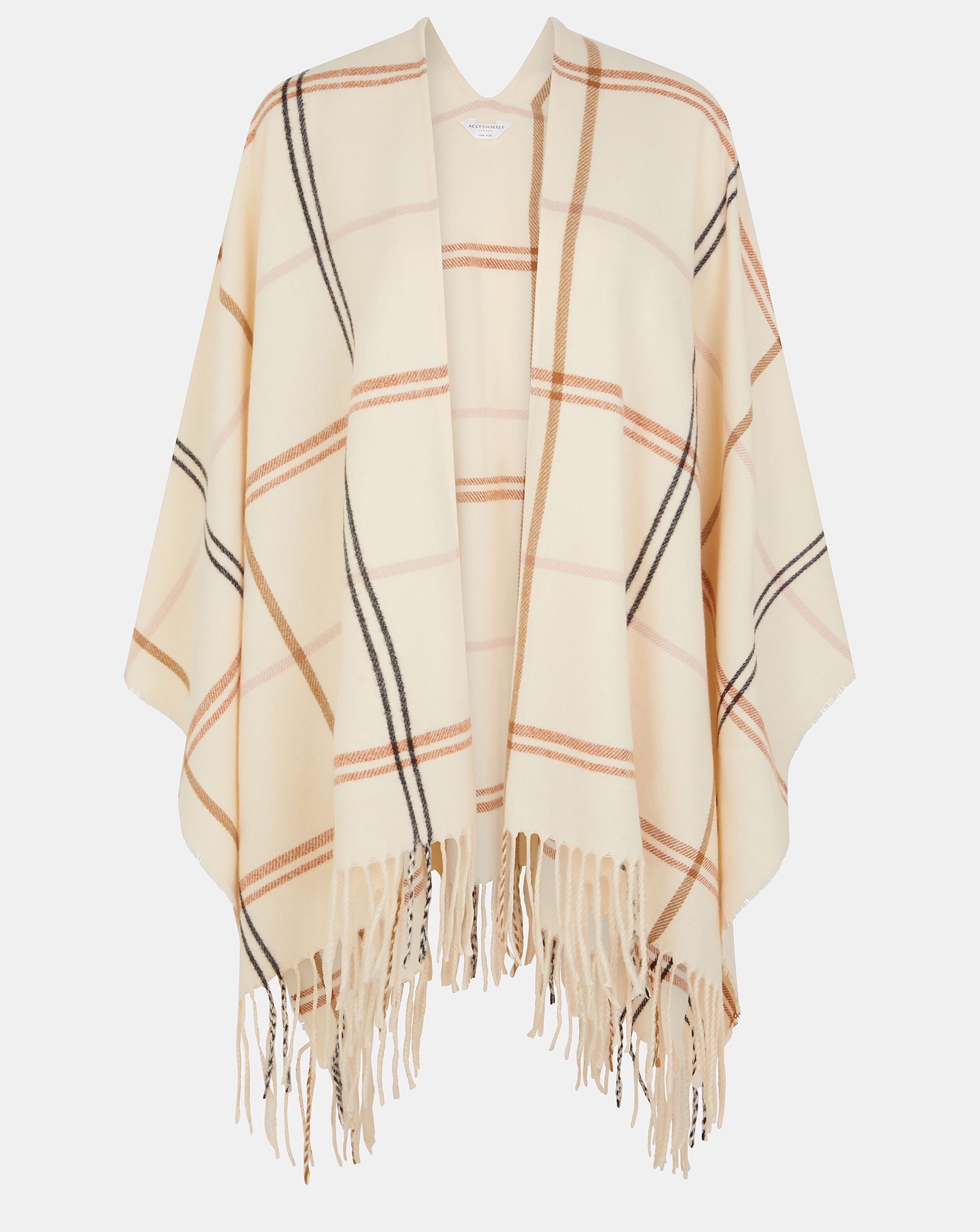 Accessorize Check Print Poncho