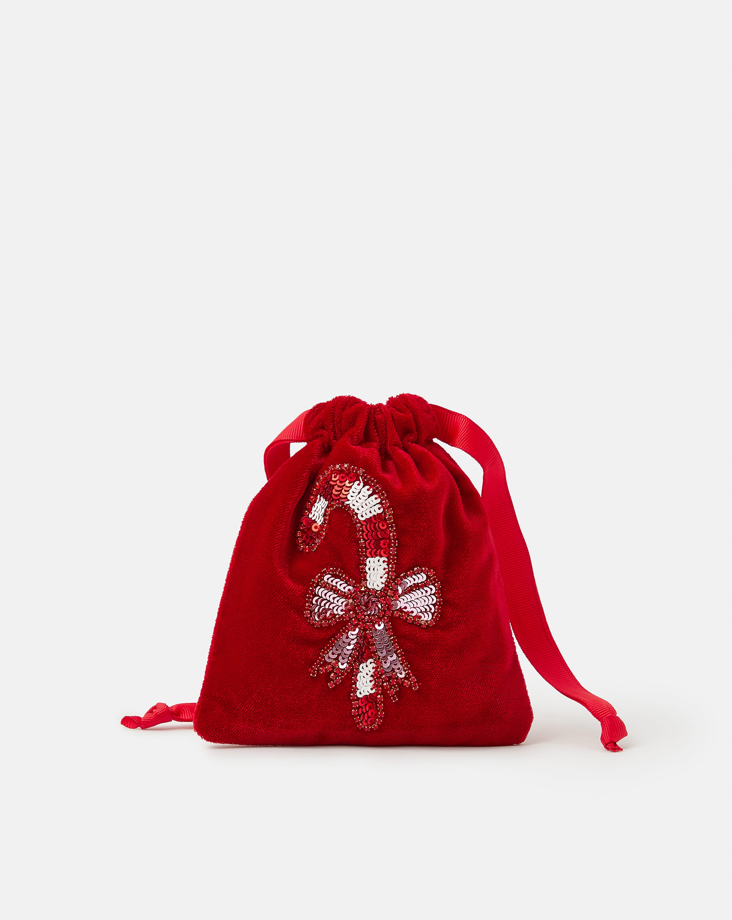 Accessorize Candy Cane Velvet Pouch